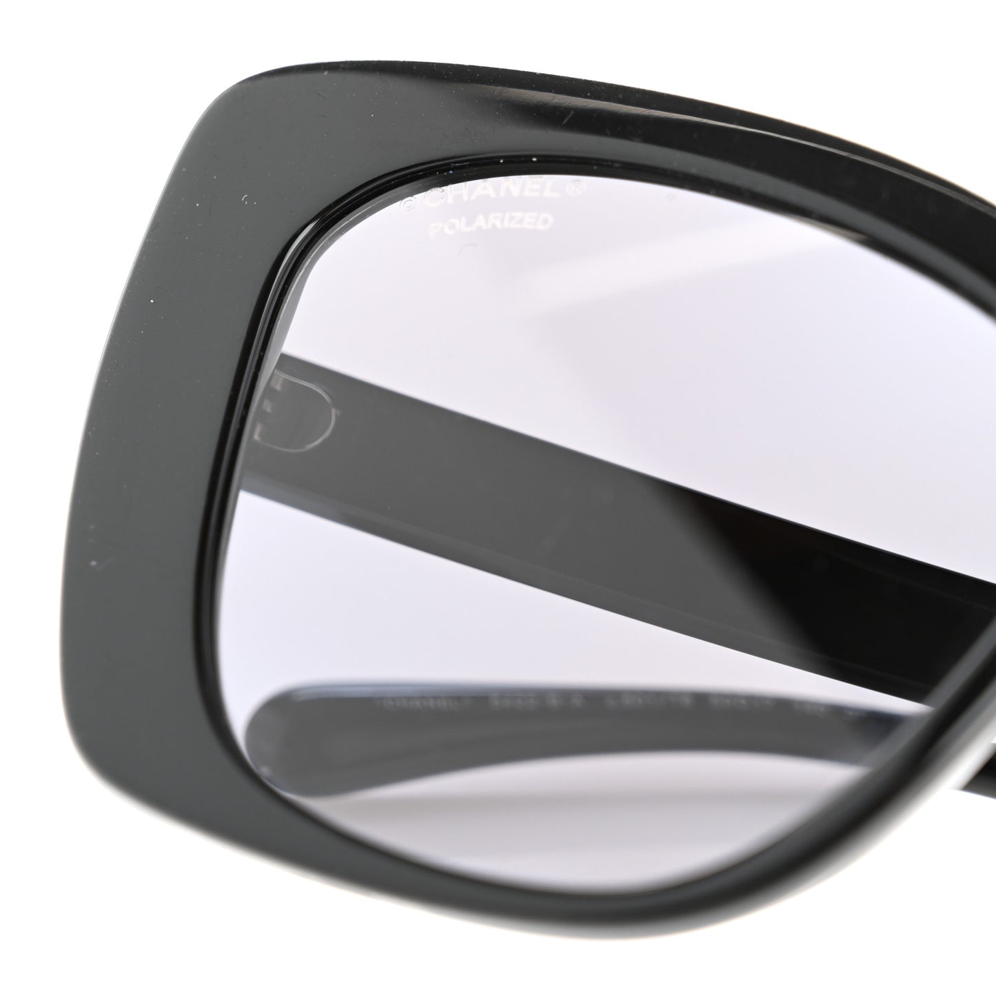Acetate Strass Polarized Square Sunglasses 5422-B-A Black