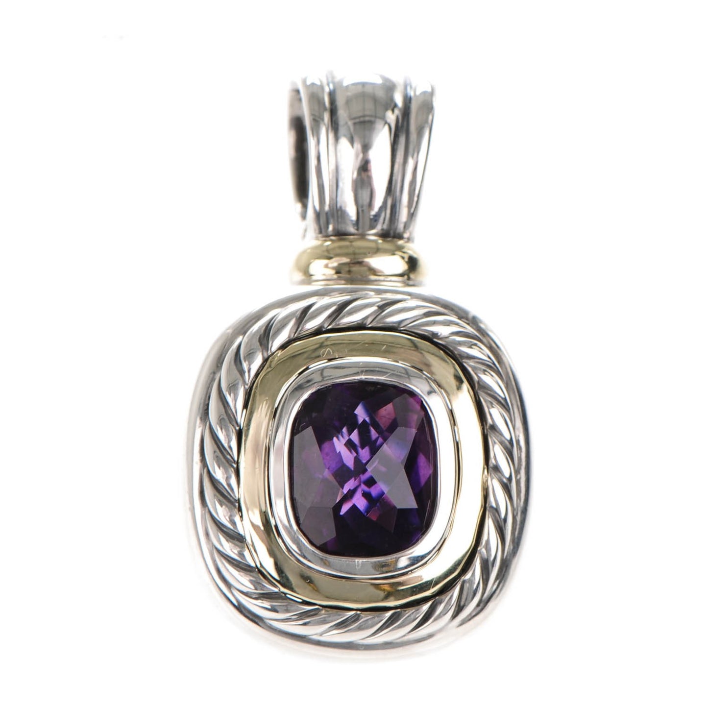 Sterling Silver 14K Yellow Gold Amethyst 10mm Albion Pendant