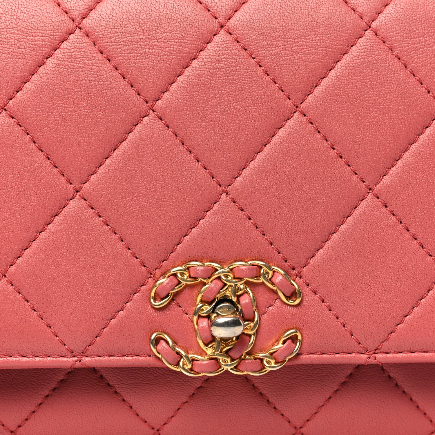 Chanel Lambskin Quilted Chain Infinity Top Handle Flap Pink 8 of 11