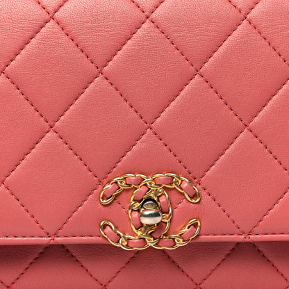 Chanel Lambskin Quilted Chain Infinity Top Handle Flap Pink 8 of 11