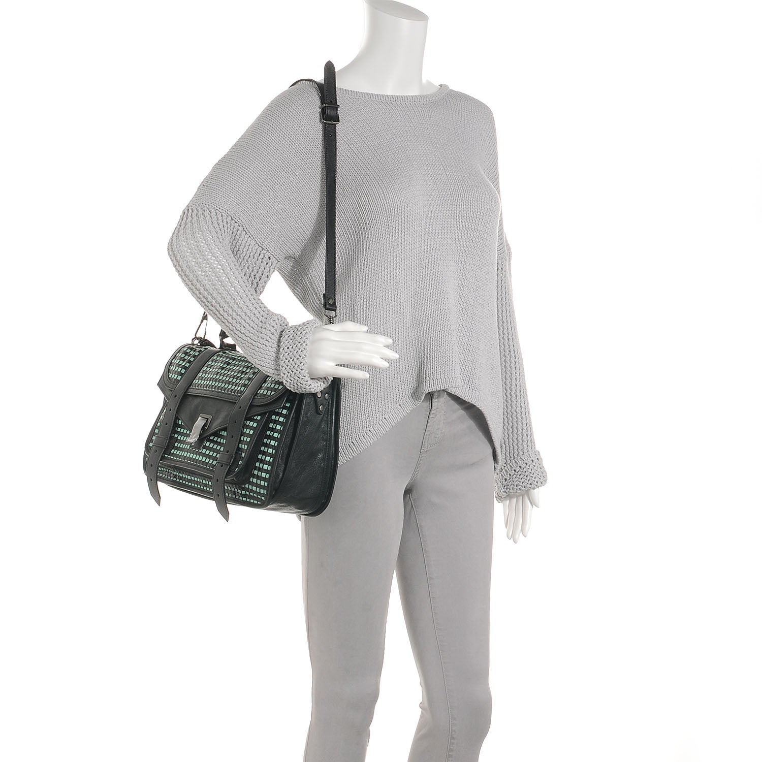 Proenza Schouler Woven Leather PS1 Medium Satchel Black 2 of 14