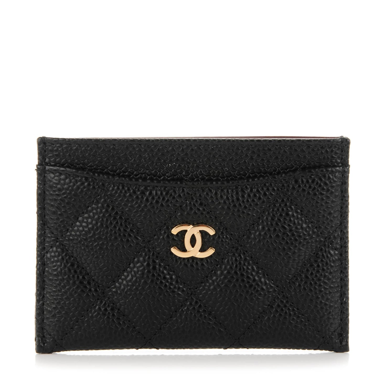 Caviar Quilted Card Holder Black