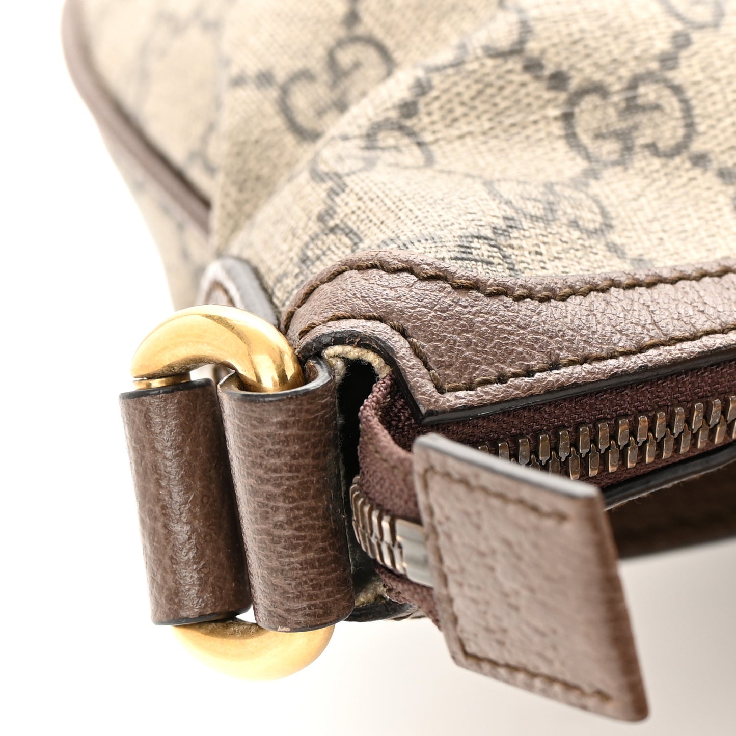 GG Supreme Monogram Web Small Ophidia Half Moon Hobo Brown