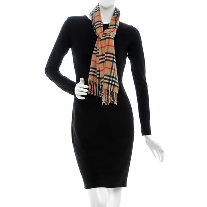 Burberry Cashmere Nova Check Fringe Scarf Camel 2 of 4