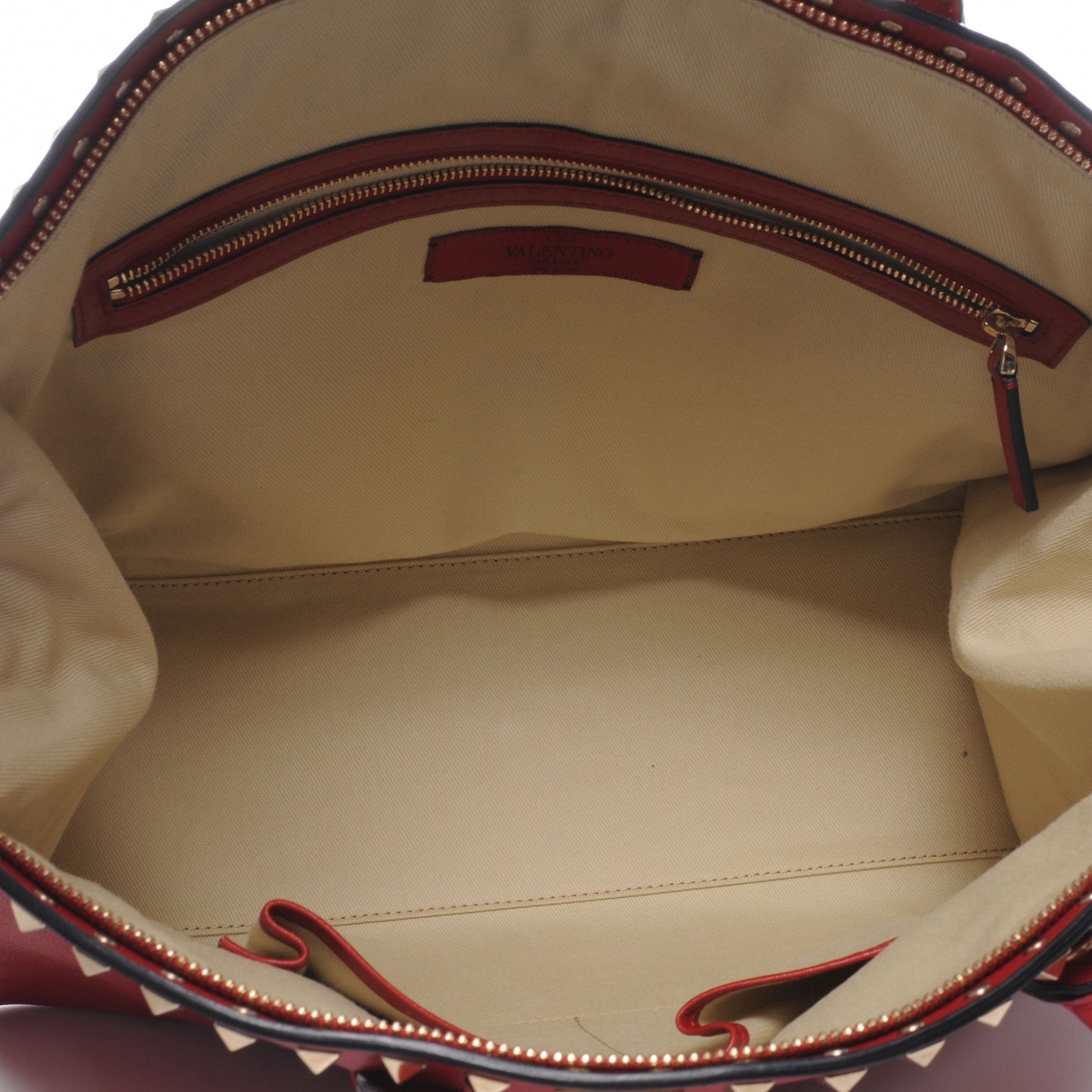 Leather Rockstud Dome Shopper Red