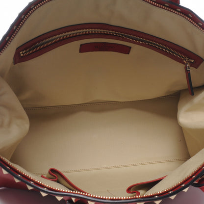 Valentino Garavani Leather Rockstud Dome Shopper Red 5 of 7