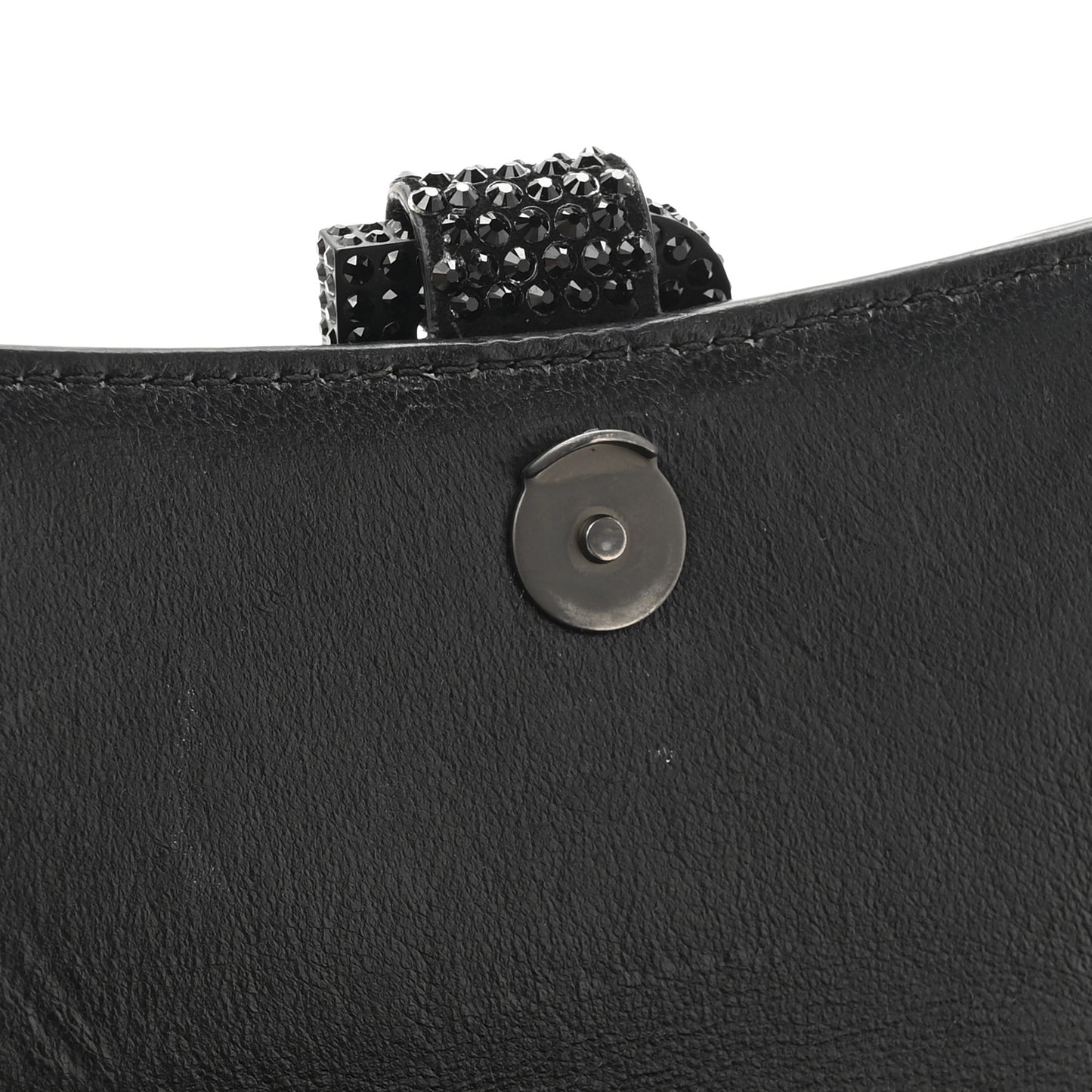 Strass Suede Hourglass Top Handle Bag XS Black Jet