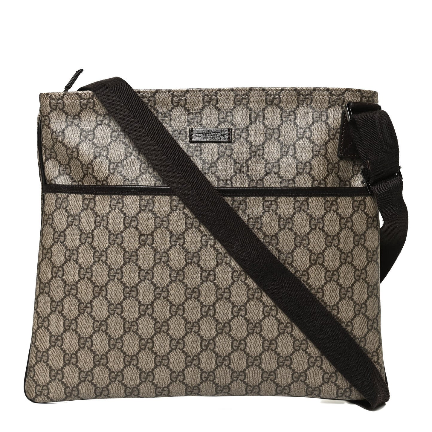 GG Plus Monogram Medium Flat Messenger Bag Dark Brown