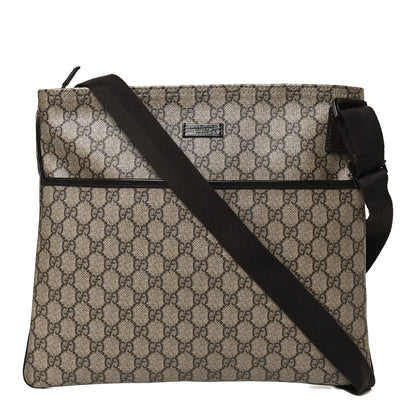 Gucci GG Plus Monogram Medium Flat Messenger Bag Dark Brown 1 of 14