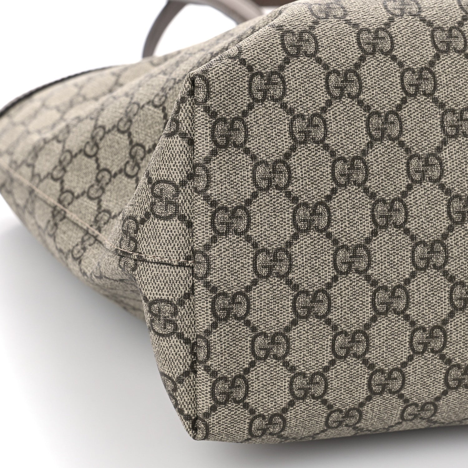 Gucci GG Supreme Monogram Textured Calfskin Web Medium Ophidia Shopping Tote Beige Ebony New Acero 7 of 11