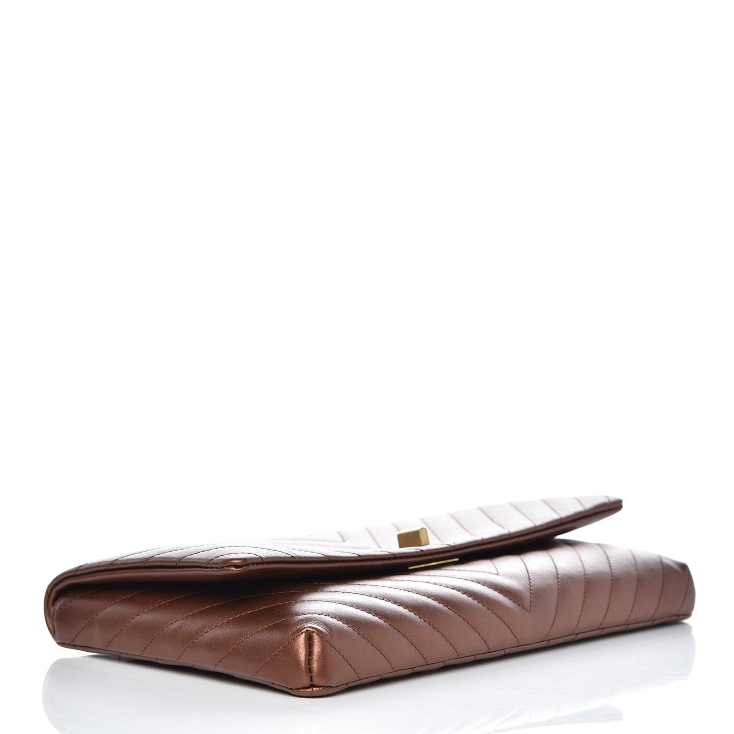 Metallic Aged Calfskin Chevron Quilted Reissue 2.55 Clutch Bronze