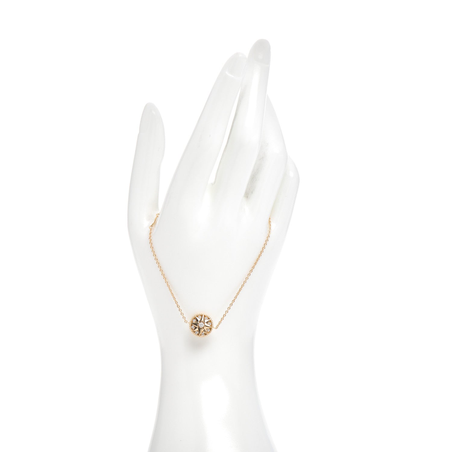 Christian Dior 18K Yellow Gold Pave Diamond Rose Des Vents Bracelet 2 of 6