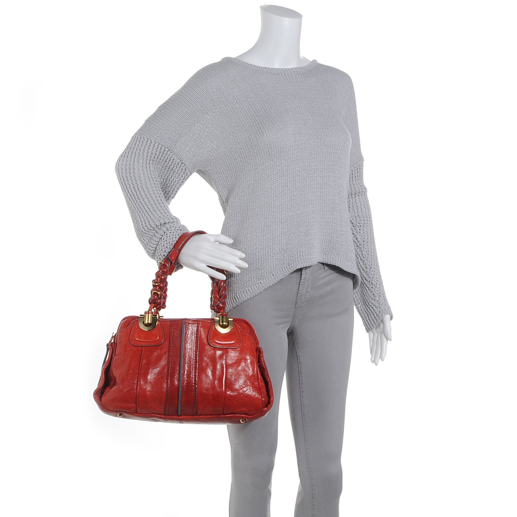 Chloe Leather Heloise Satchel Red 2 of 8