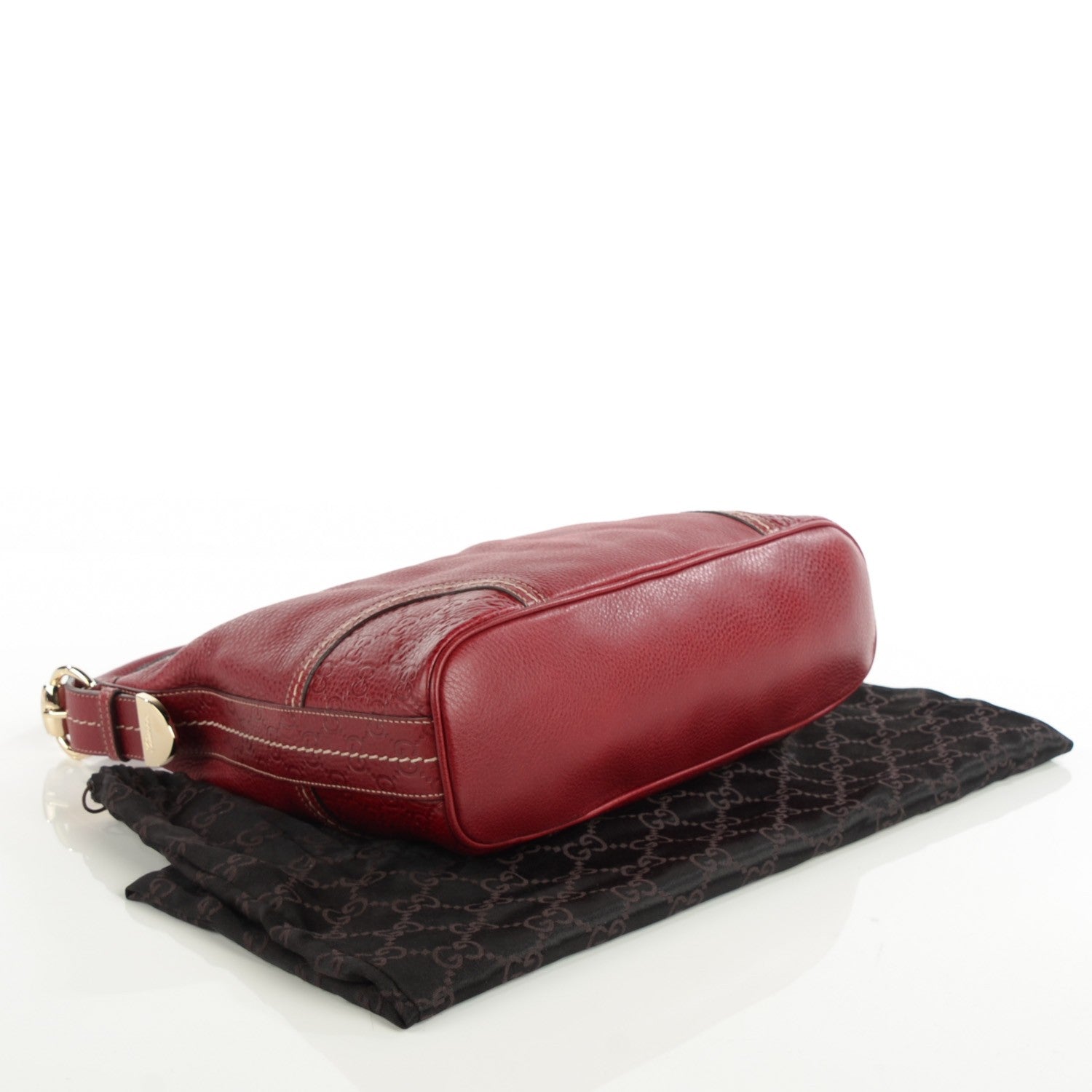 Gucci Pebbled Calfskin Guccissima Trim Medium Signoria Hobo Red 4 of 7