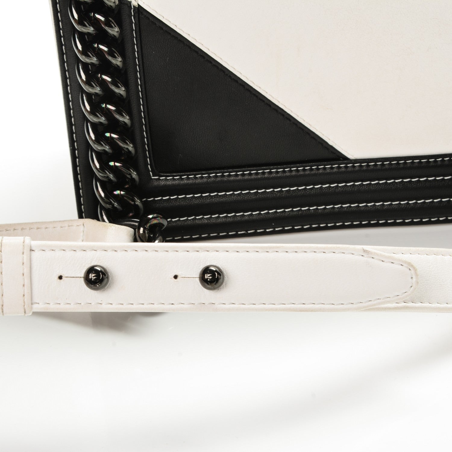 Chanel Calfskin Medium Bi-Color Boy Flap Black White 10 of 15