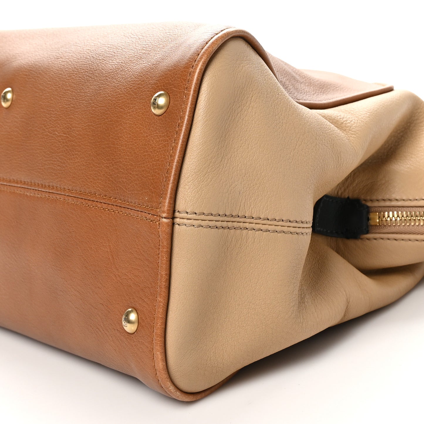 Calfskin Large Chameleon Tote Cognac Camel Black