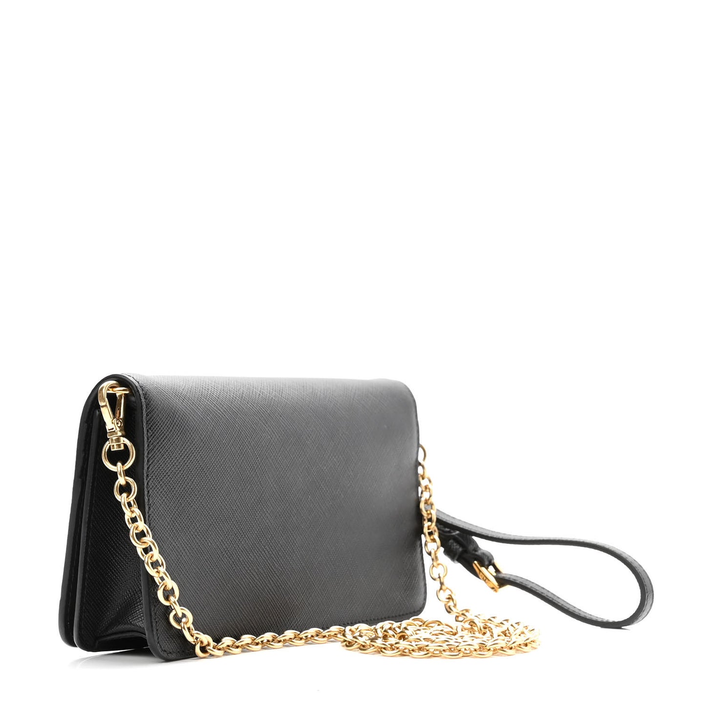 Saffiano Metal Phone Wristlet Crossbody Wallet Black