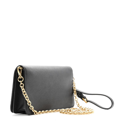 Prada Saffiano Metal Phone Wristlet Crossbody Wallet Black 3 of 9