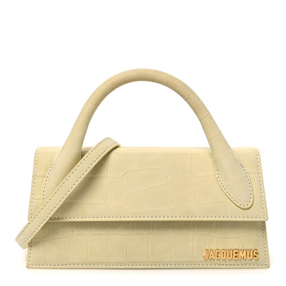 Jacquemus Nubuck Crocodile Embossed Le Chiquito Long Light Yellow 1 of 9