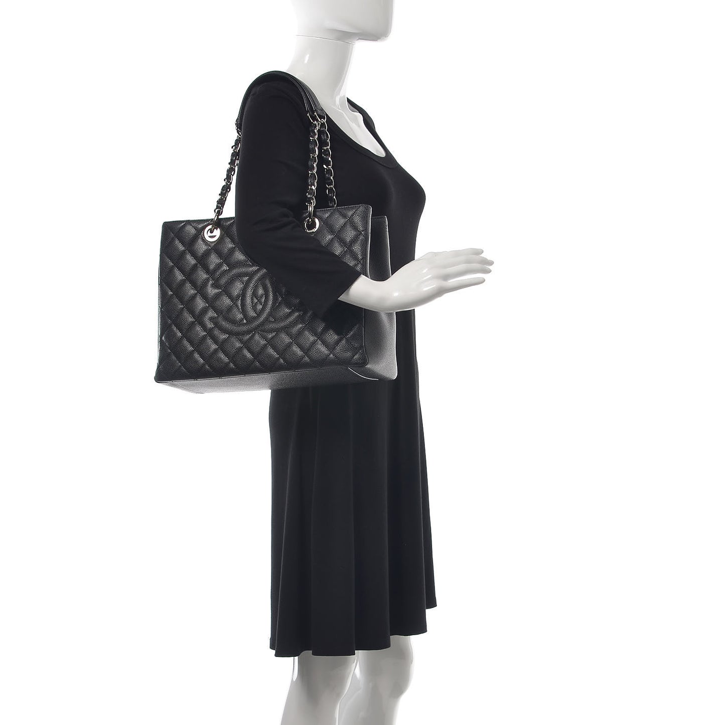 Caviar Quilted Grand Shopping Tote GST Black