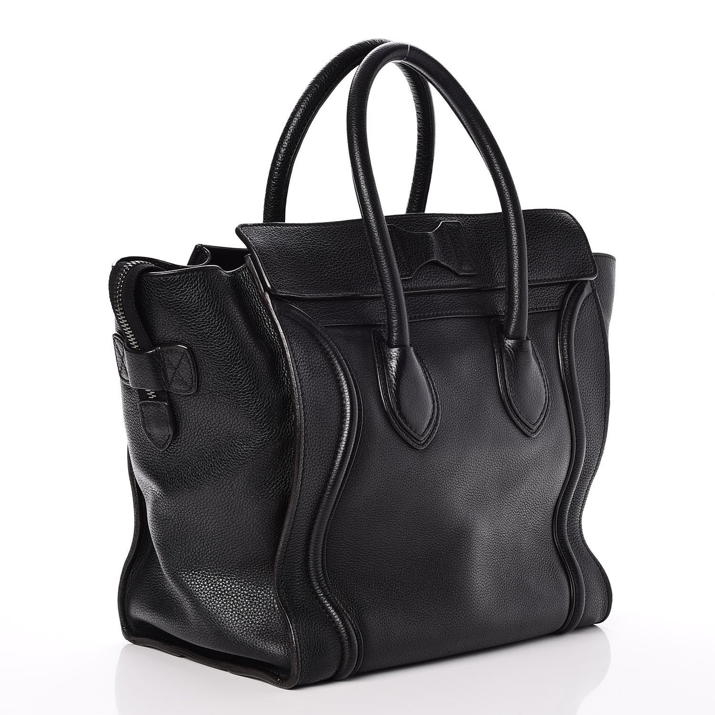Drummed Calfskin Mini Luggage Black