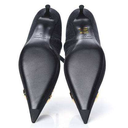Balenciaga Denim BB Pointy Toe Ankle Booties 38 Black Vintage 5 of 8