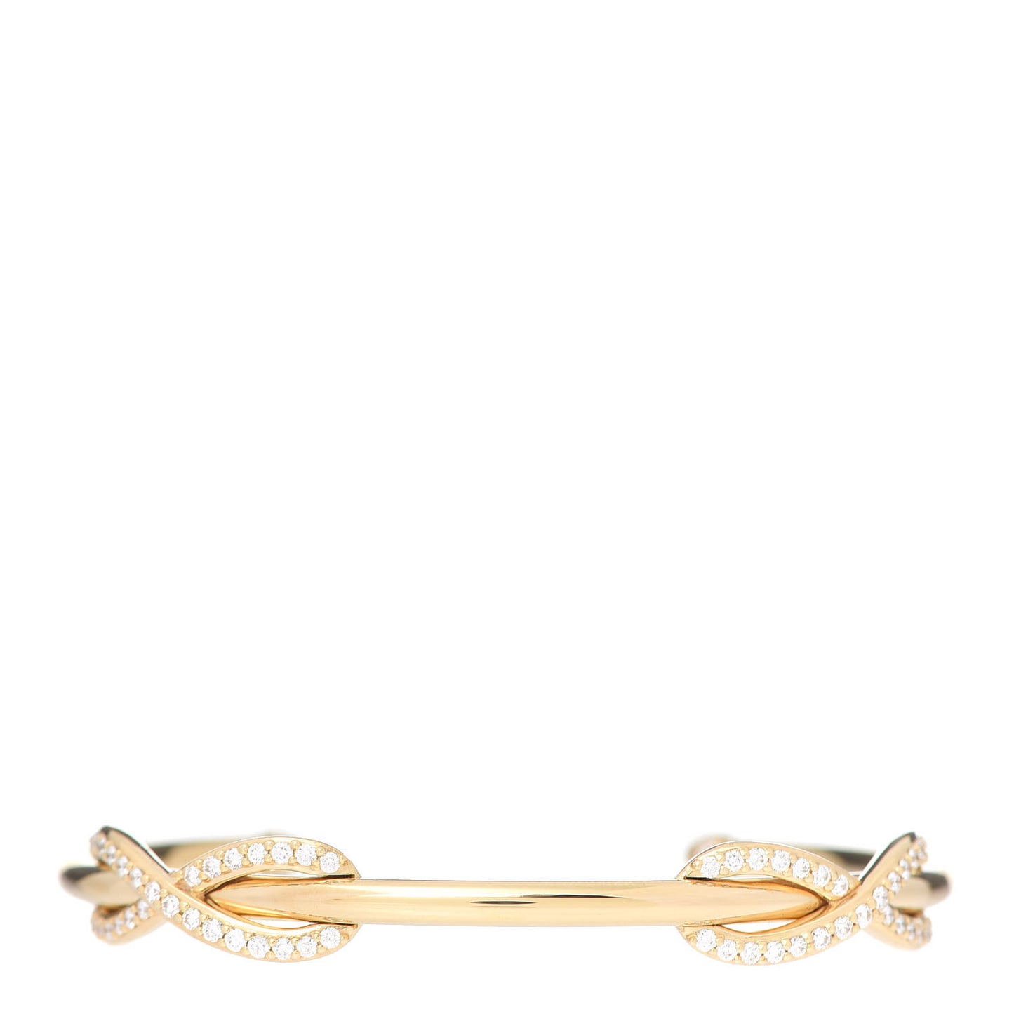 18K Yellow Gold Diamond Double Infinity Cuff Bracelet
