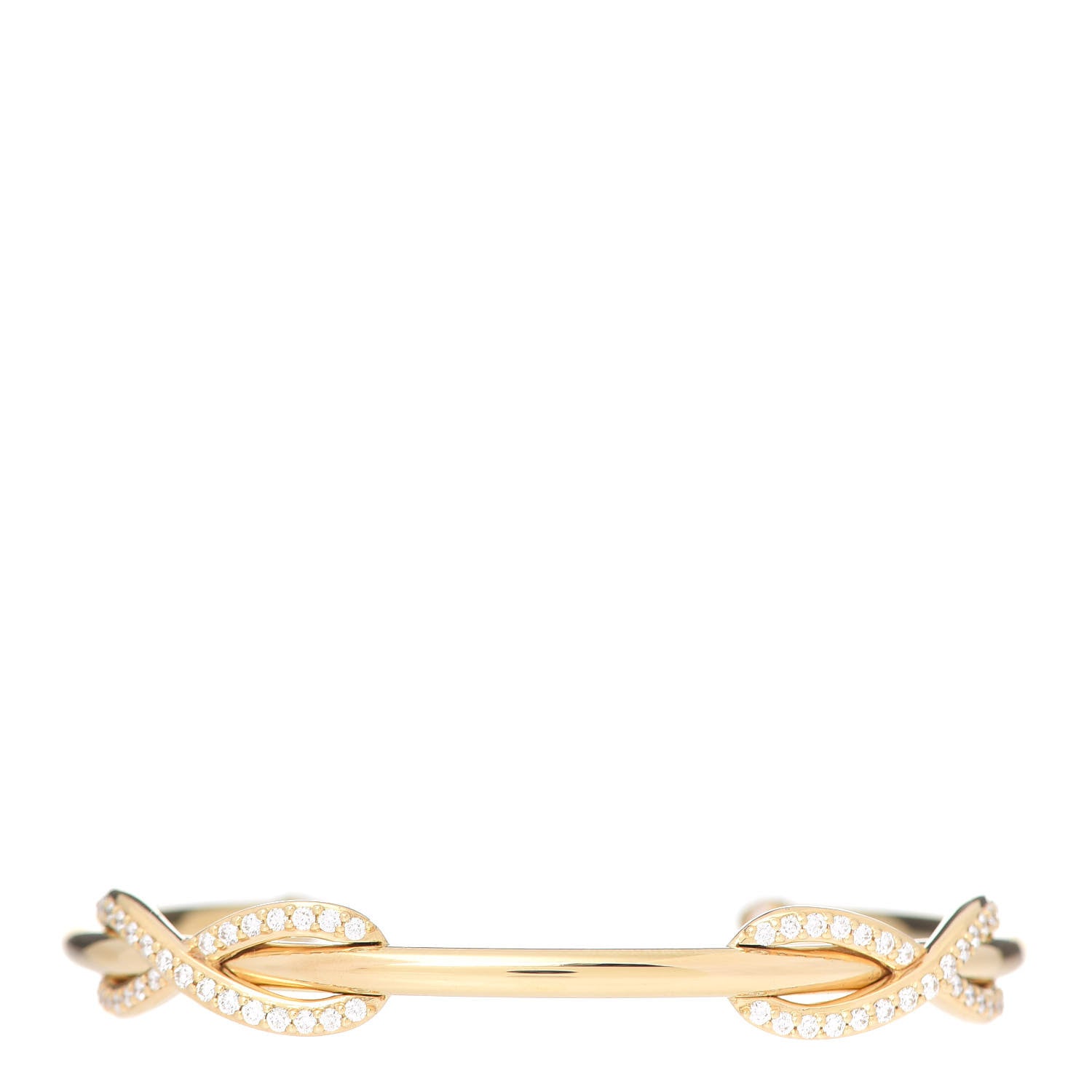 Tiffany 18K Yellow Gold Diamond Double Infinity Cuff Bracelet 1 of 5