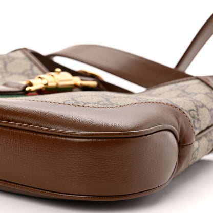 Gucci GG Supreme Monogram Azalea Calfskin Web Small Jackie 1961 Hobo Beige Ebony Brown Sugar 9 of 9