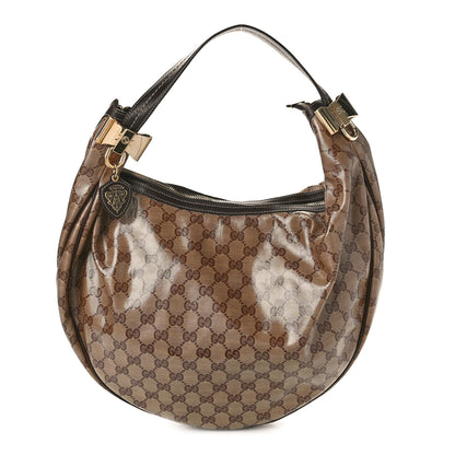Gucci Crystal Monogram Duchessa Hobo Brown 1 of 10
