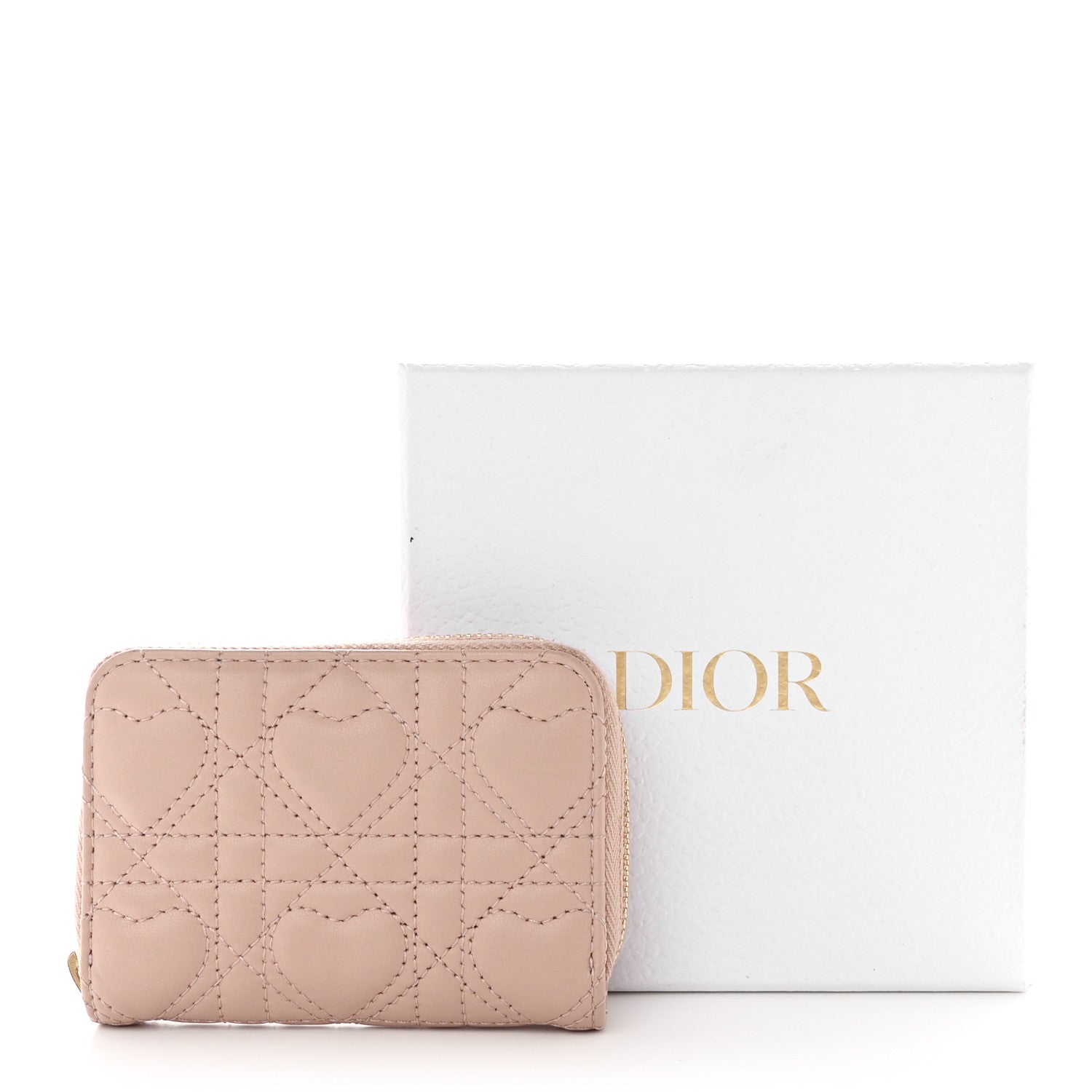 Christian Dior Lambskin Cannage Dioramour Small Lady Dior Voyageur Coin Purse Wallet Pink 9 of 9