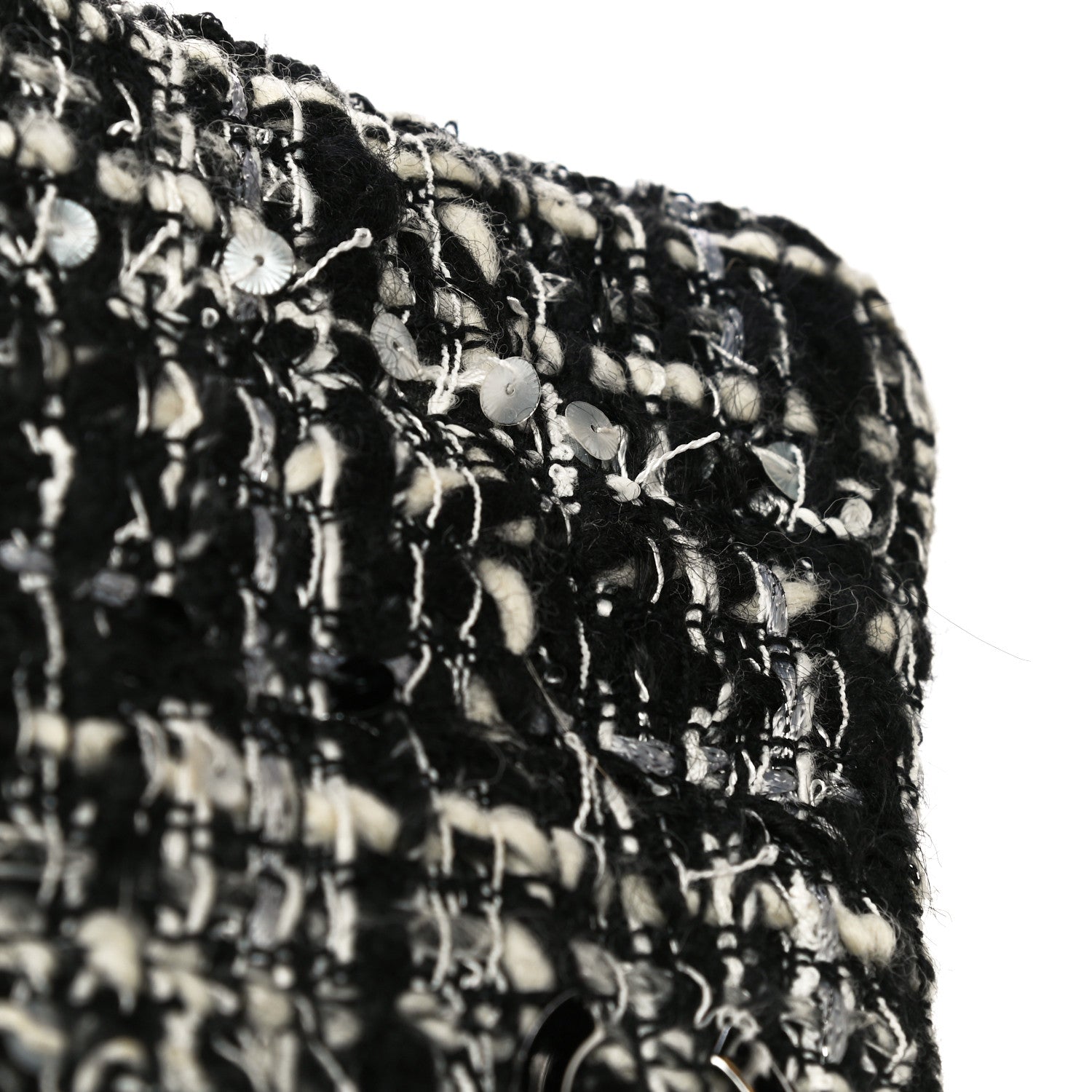 Chanel Sequin Tweed Single Flap Ecru Black 26 of 32