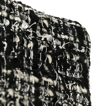 Chanel Sequin Tweed Single Flap Ecru Black 26 of 32
