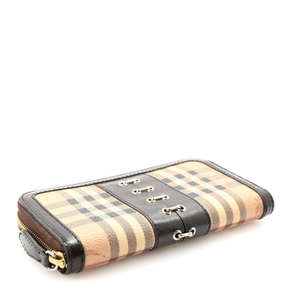 Burberry Haymarket Check Large Zip Around Wallet Brown 4 of 9