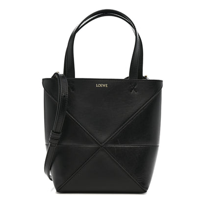Loewe Shiny Calfskin Mini Puzzle Fold Tote Black 1 of 14