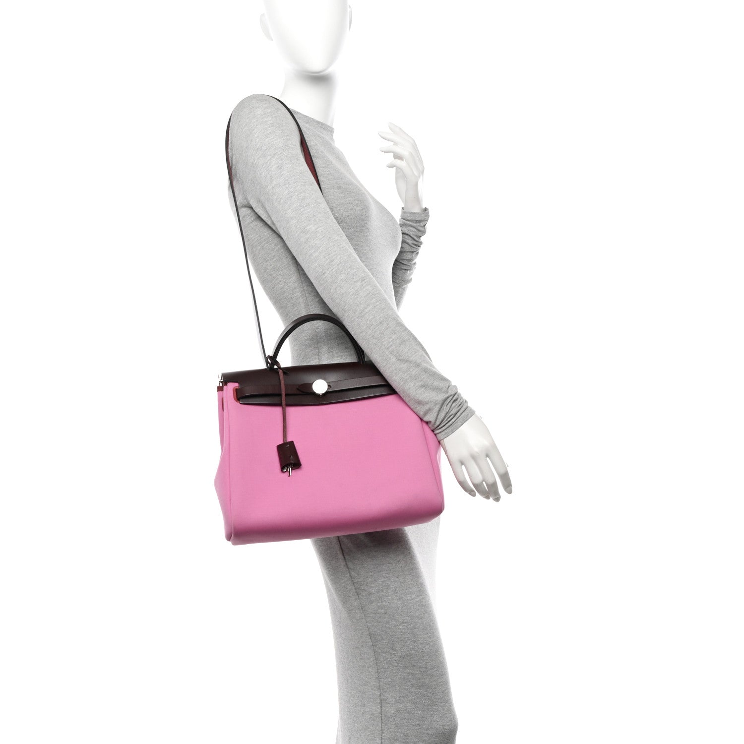 Hermes Toile Officier Vache Hunter Verso Herbag Zip Retourne PM 31 Bubblegum Rubis Rouge Sellier 2 of 12