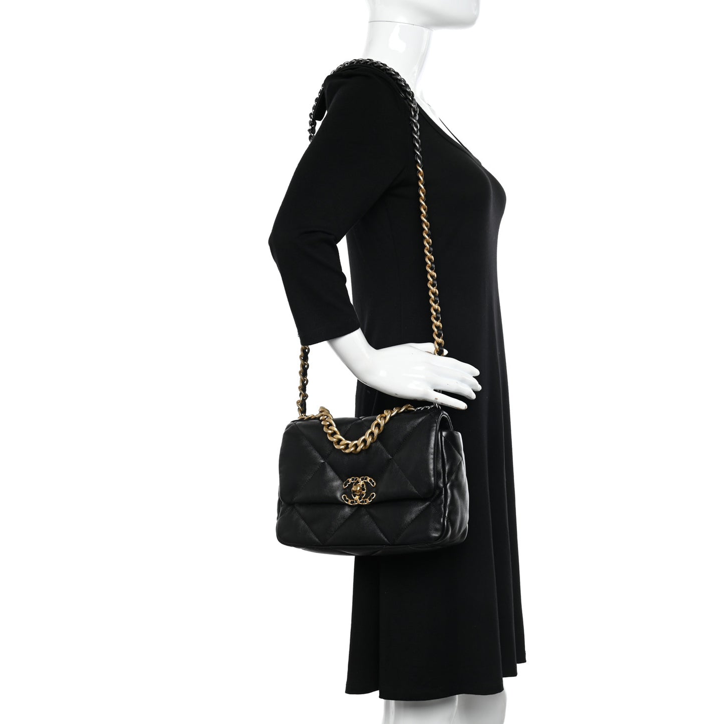 Lambskin Quilted Medium Chanel 19 Flap Black