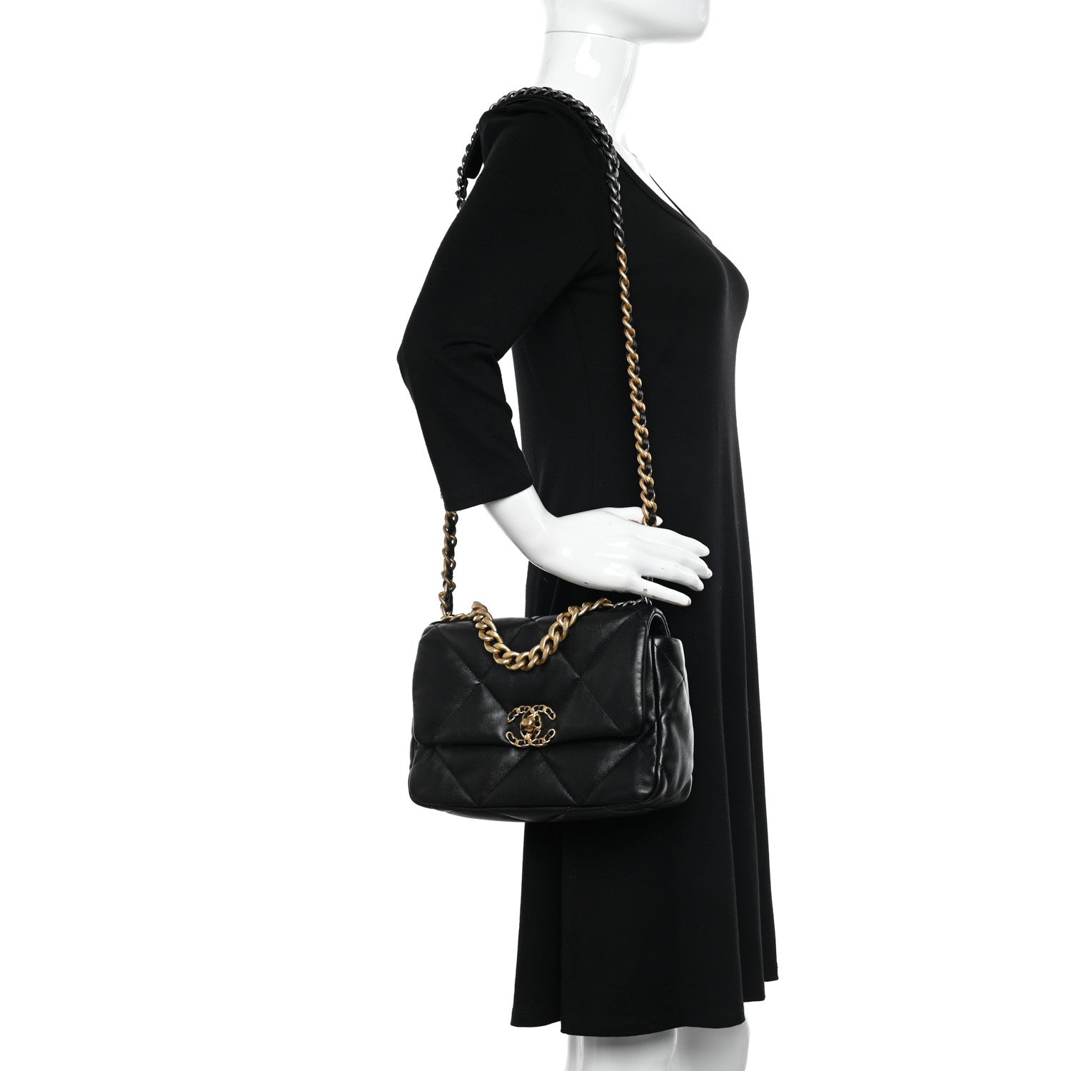 Chanel Lambskin Quilted Medium Chanel 19 Flap Black 2 of 10