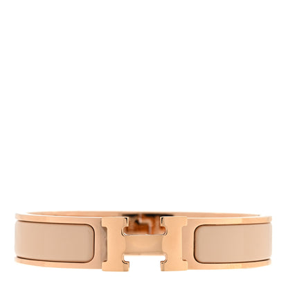 Hermes Enamel Narrow Clic Clac H Bracelet GM Beige Nacre 1 of 4