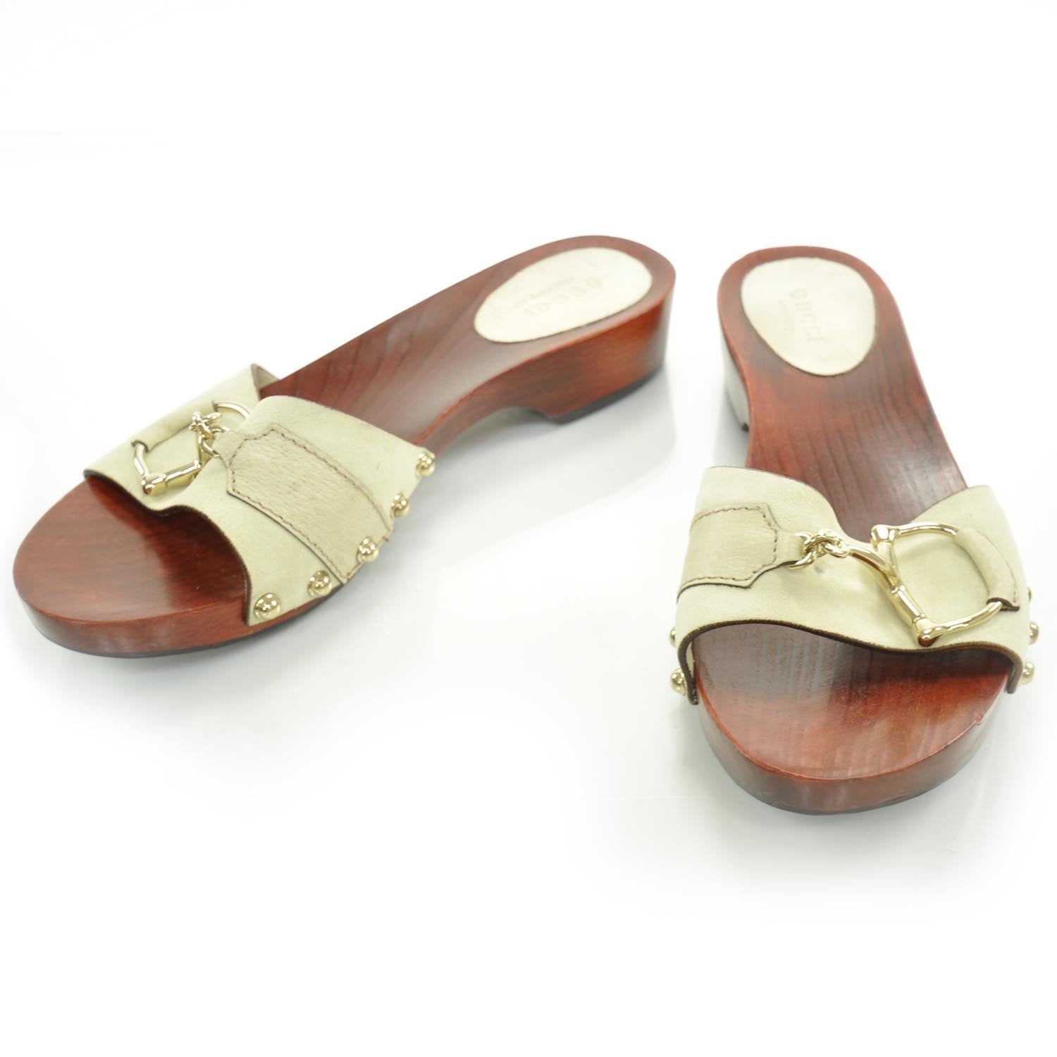 Gucci Suede Horsebit Wooden Slide Sandals 6.5 1 of 7