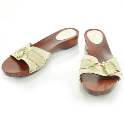 Gucci Suede Horsebit Wooden Slide Sandals 6.5 1 of 7