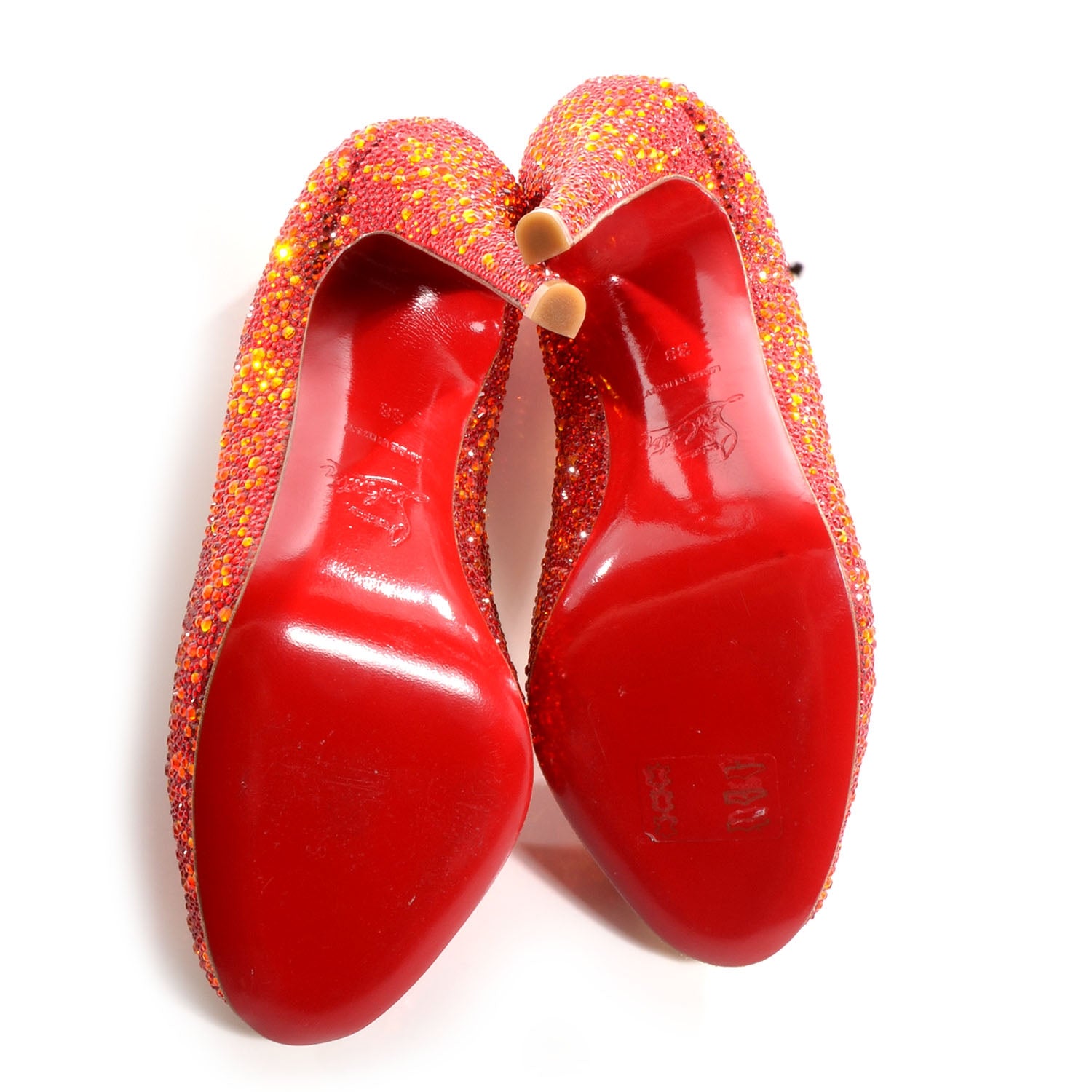 Christian Louboutin Strass Lady Claude 120 Pumps 38 Fire Opal 6 of 6