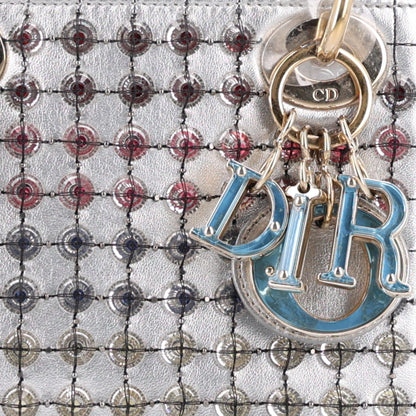 Christian Dior Metallic Calfskin Satin Celestial Bead Embroidery Cannage Mini Lady Dior Silver 7 of 9