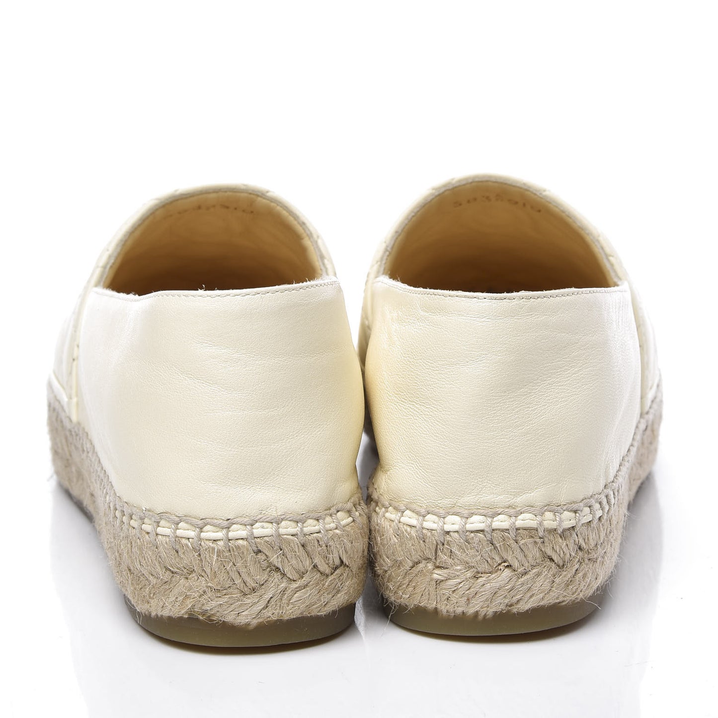 Lambskin Quilted CC Espadrilles 36 Ivory