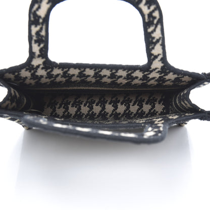 Christian Dior Canvas Houndstooth Embroidered Mini Book Tote Black 5 of 9