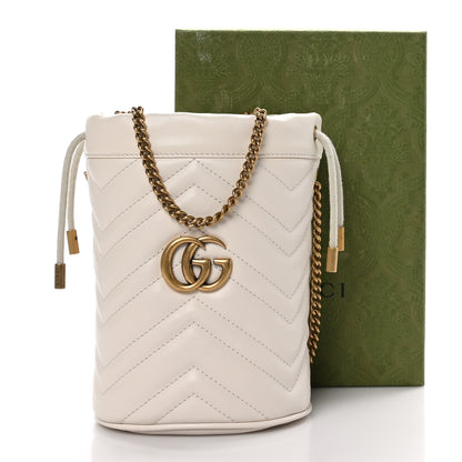 Gucci Calfskin Matelasse Mini GG Marmont 2.0 Bucket Bag White 10 of 10