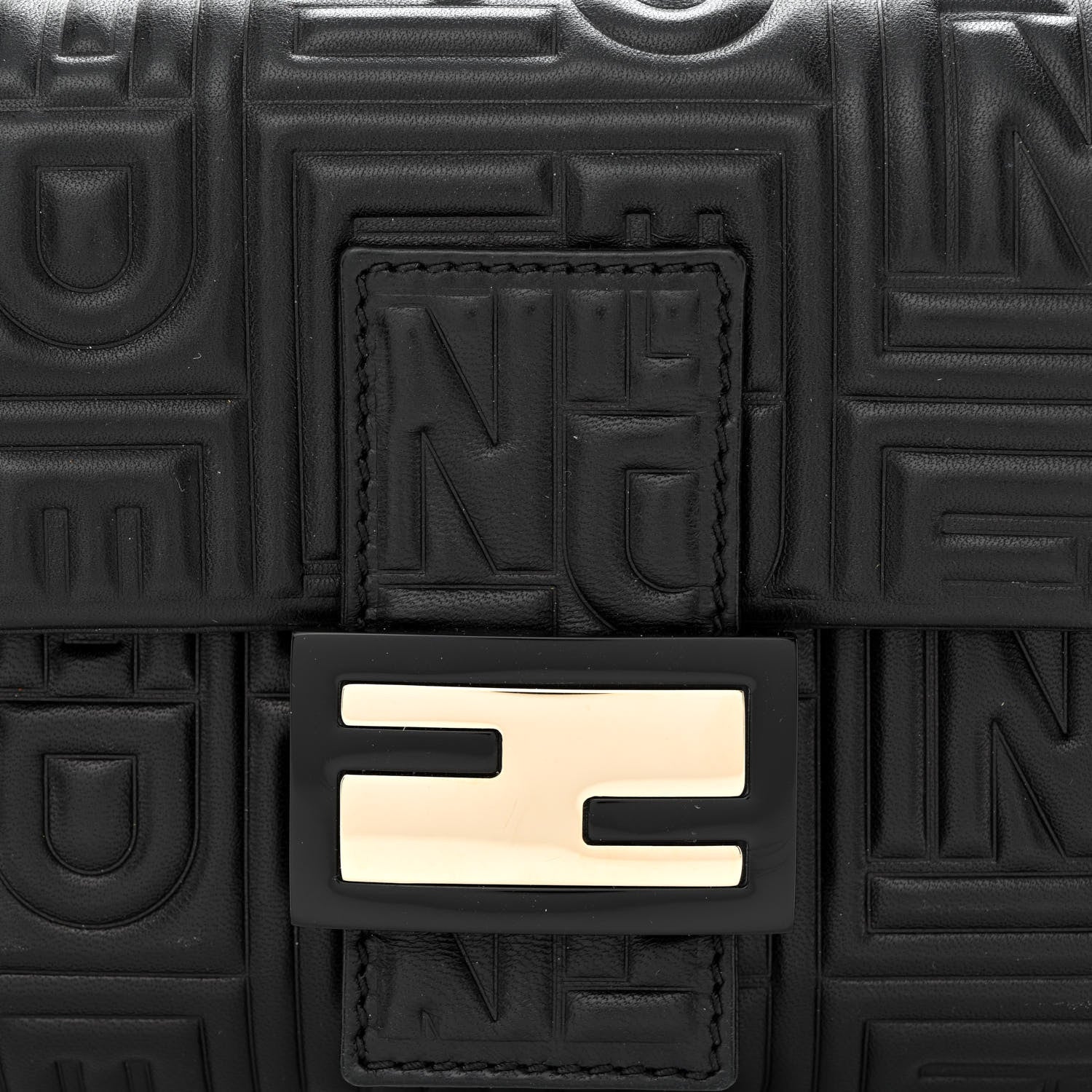 Fendi Nappa Logo Embossed Baguette Black 8 of 10