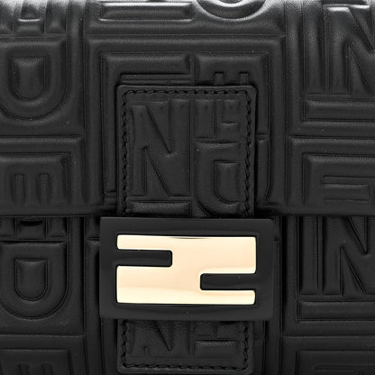 Fendi Nappa Logo Embossed Baguette Black 8 of 10