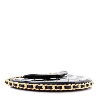 Chanel Patent Calfskin Quilted Chain Hoop Bag Black 4 of 11