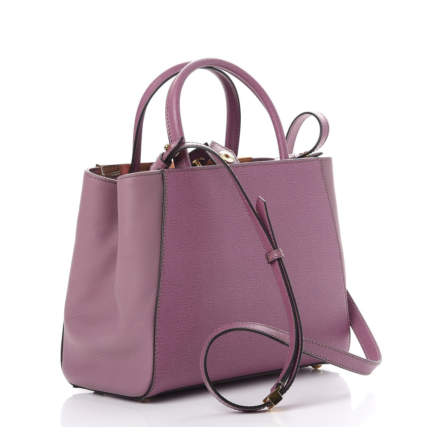Fendi Vitello Elite Flamingo Petite 2Jours Tote Lilla Glicine 4 of 9